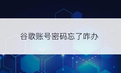 谷歌账号密码忘了咋办