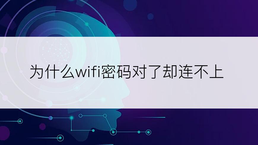 为什么wifi密码对了却连不上