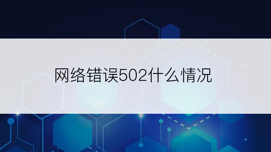 网络错误502什么情况