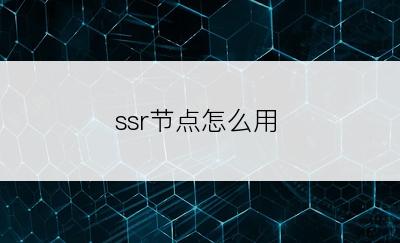 ssr节点怎么用