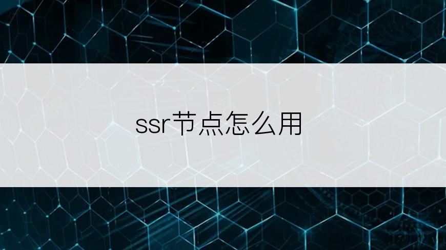 ssr节点怎么用