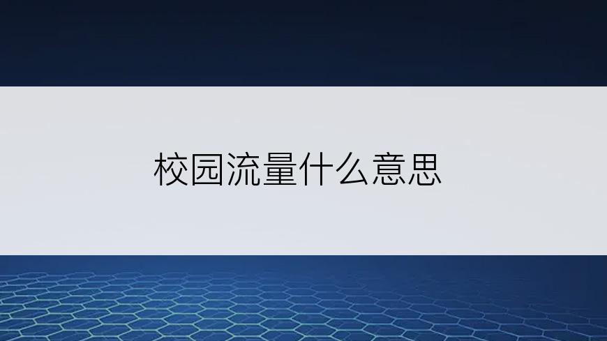 校园流量什么意思