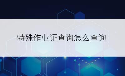 特殊作业证查询怎么查询