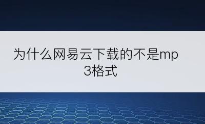 为什么网易云下载的不是mp3格式