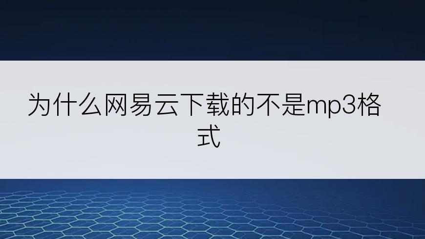 为什么网易云下载的不是mp3格式