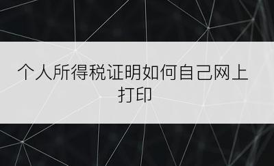 个人所得税证明如何自己网上打印