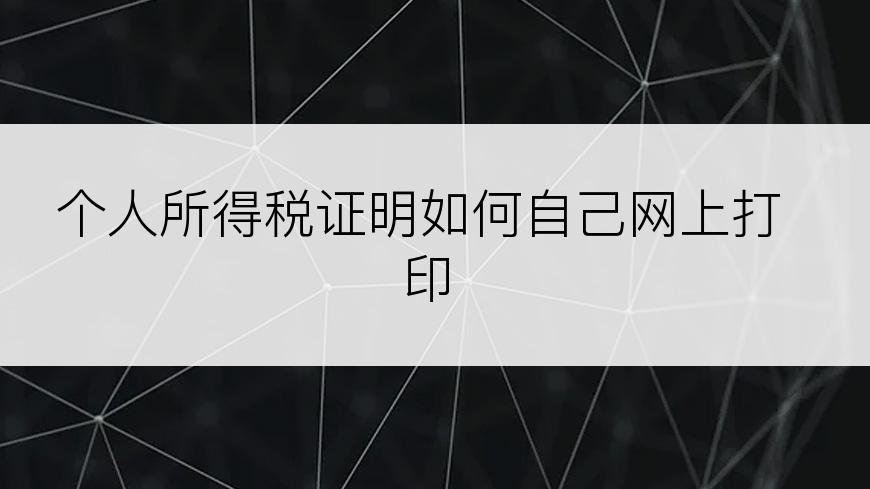 个人所得税证明如何自己网上打印