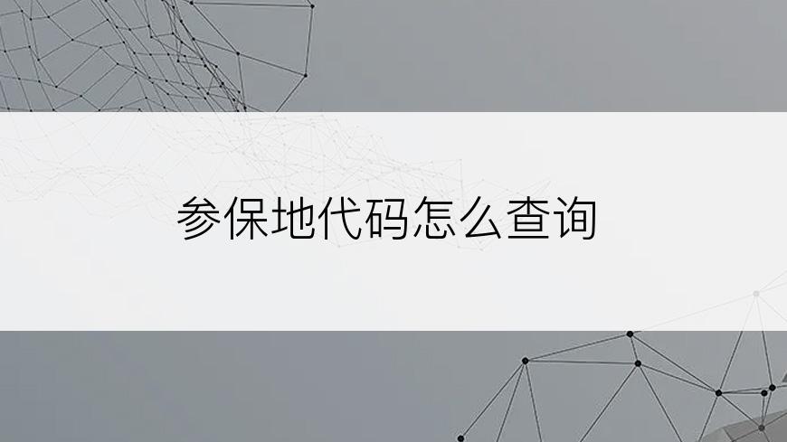 参保地代码怎么查询