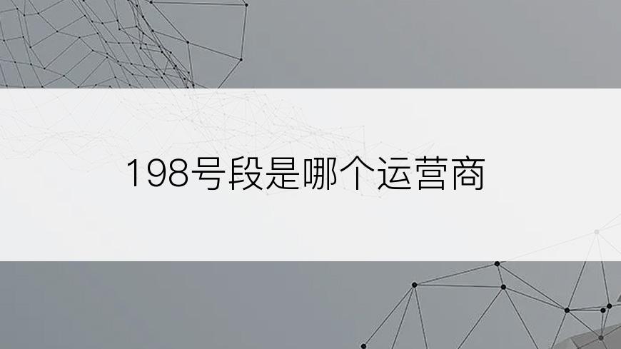 198号段是哪个运营商