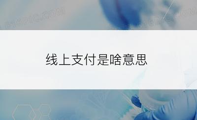 线上支付是啥意思