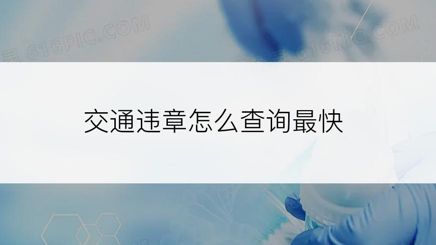 交通违章怎么查询最快