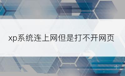 xp系统连上网但是打不开网页