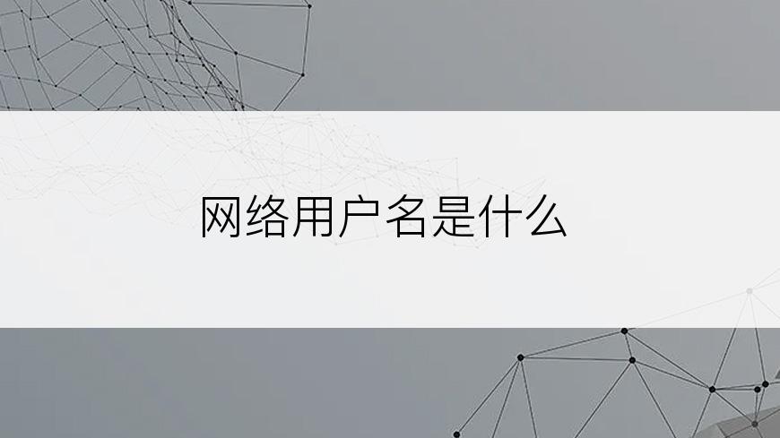 网络用户名是什么