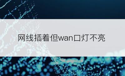 网线插着但wan口灯不亮