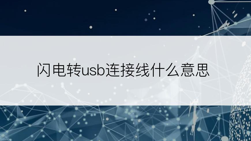 闪电转usb连接线什么意思