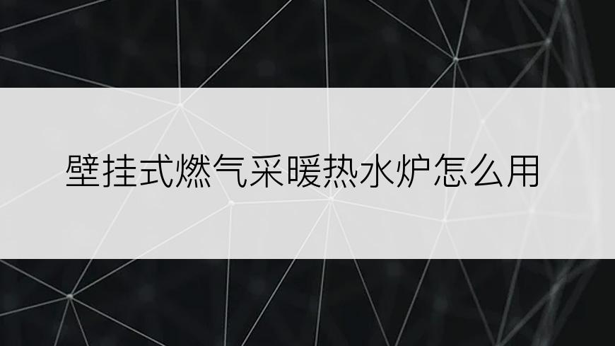 壁挂式燃气采暖热水炉怎么用