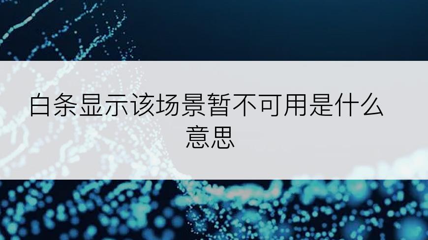 白条显示该场景暂不可用是什么意思