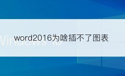 word2016为啥插不了图表