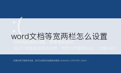 word文档等宽两栏怎么设置