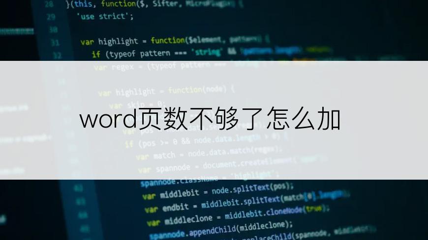 word页数不够了怎么加