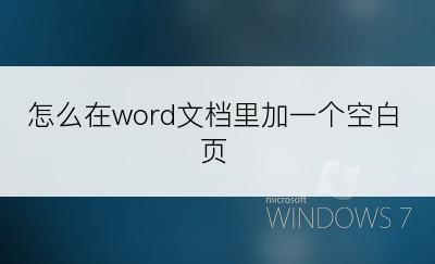 怎么在word文档里加一个空白页