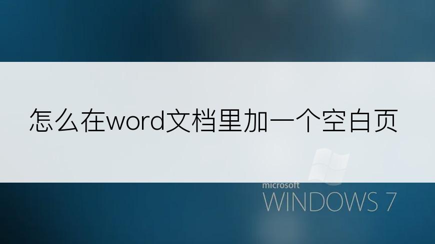 怎么在word文档里加一个空白页