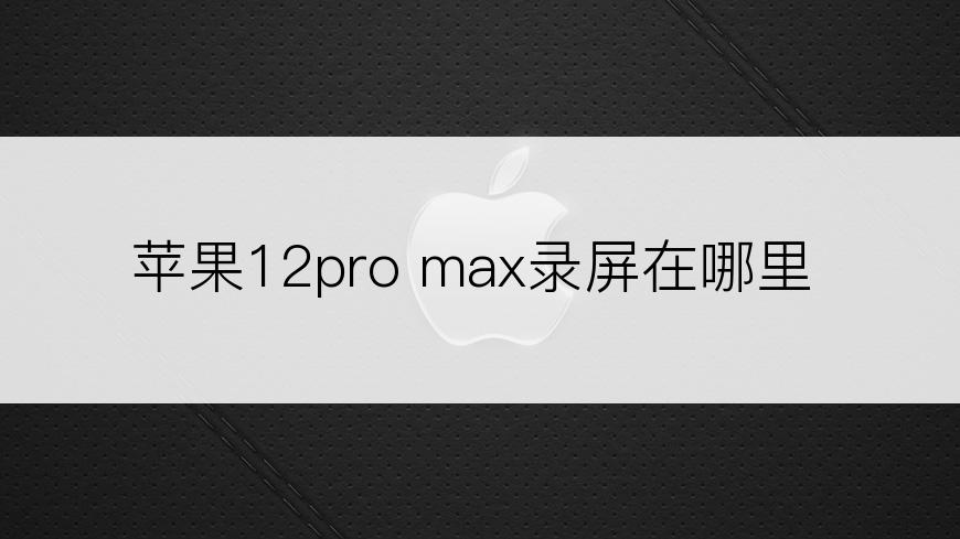 苹果12pro max录屏在哪里