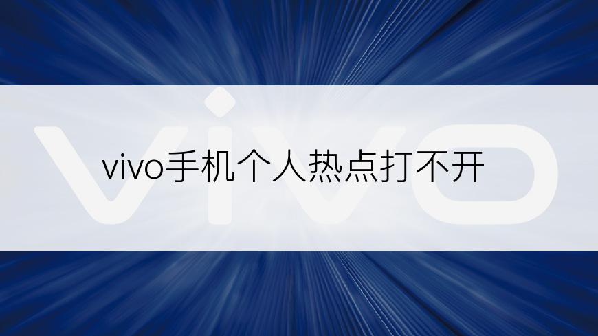 vivo手机个人热点打不开