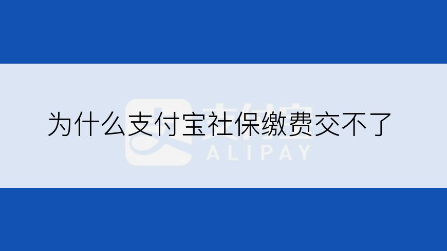 为什么支付宝社保缴费交不了