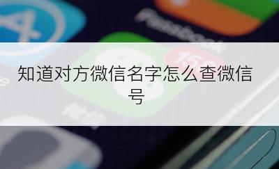 知道对方微信名字怎么查微信号