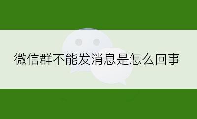 微信群不能发消息是怎么回事