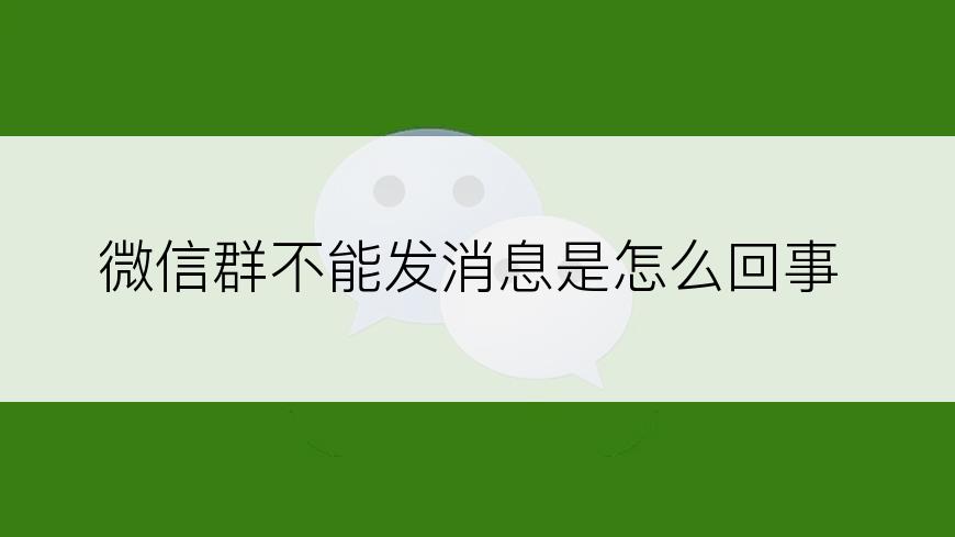 微信群不能发消息是怎么回事