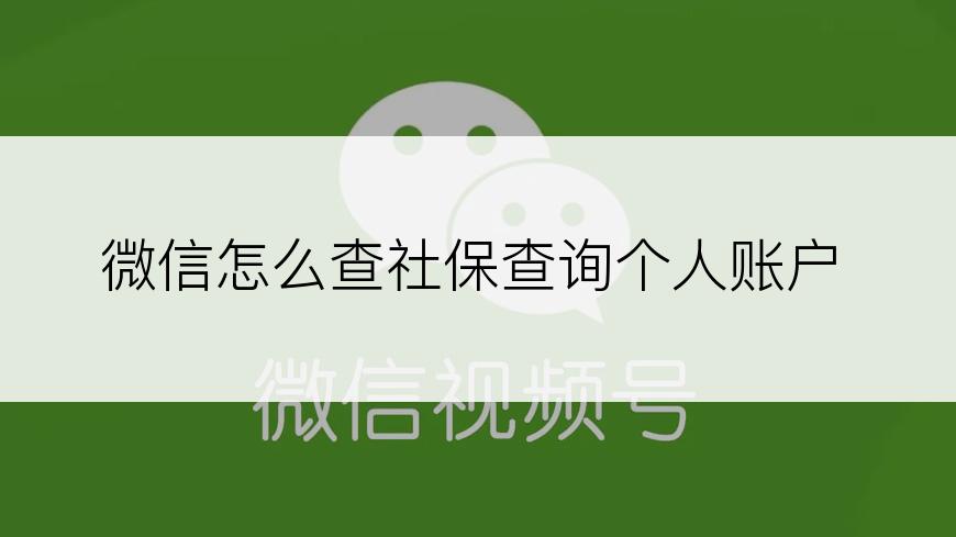 微信怎么查社保查询个人账户