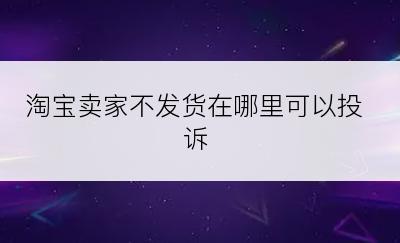 淘宝卖家不发货在哪里可以投诉