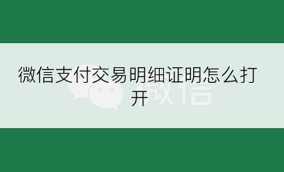 微信支付交易明细证明怎么打开