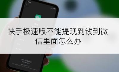 快手极速版不能提现到钱到微信里面怎么办