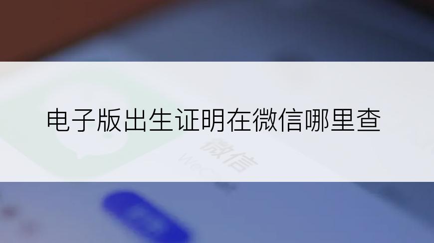 电子版出生证明在微信哪里查