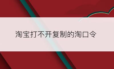 淘宝打不开复制的淘口令