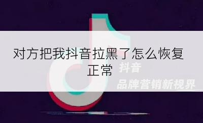 对方把我抖音拉黑了怎么恢复正常