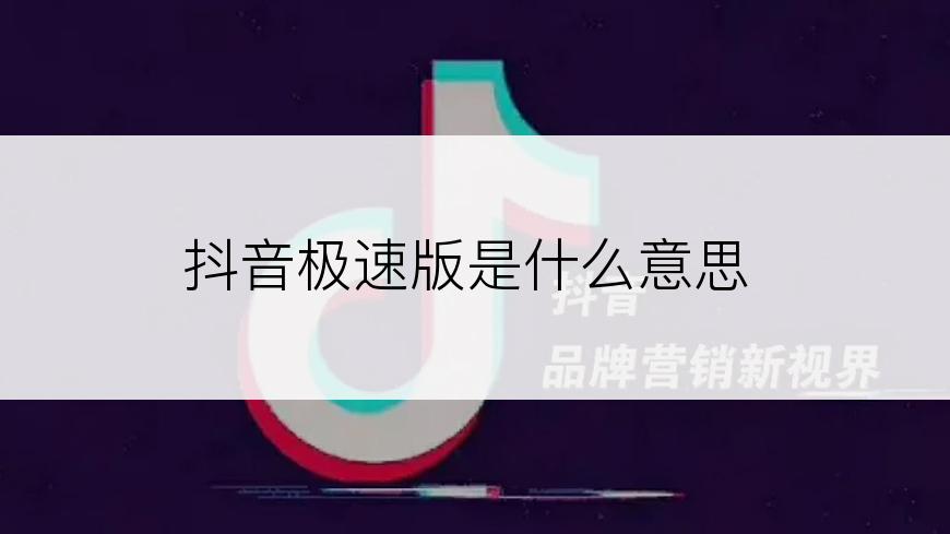 抖音极速版是什么意思