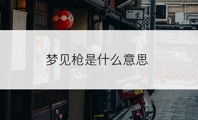 梦见枪是什么意思