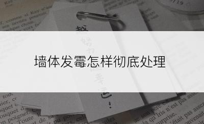 墙体发霉怎样彻底处理