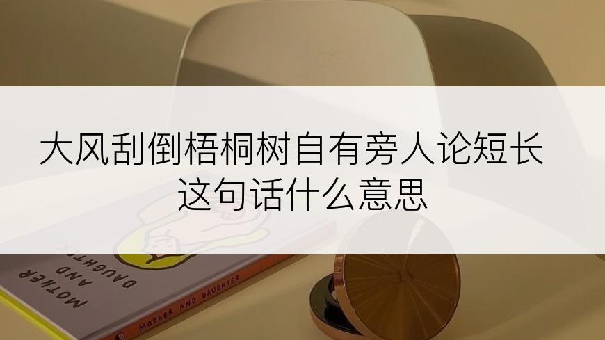 大风刮倒梧桐树自有旁人论短长 这句话什么意思