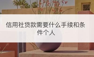 信用社贷款需要什么手续和条件个人