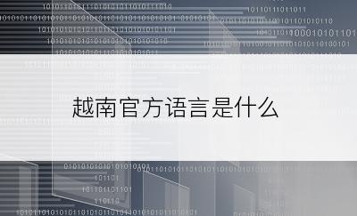 越南官方语言是什么