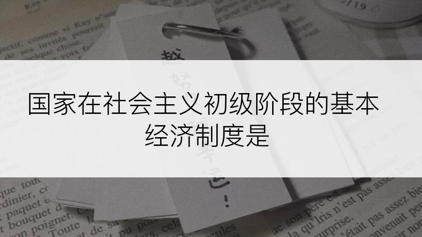 国家在社会主义初级阶段的基本经济制度是