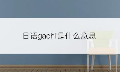 日语gachi是什么意思