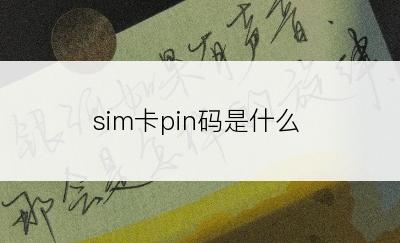 sim卡pin码是什么