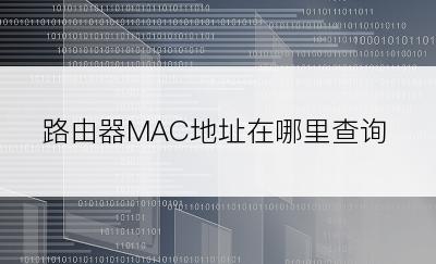 路由器MAC地址在哪里查询