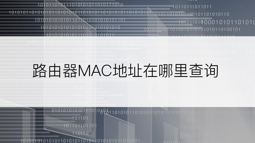 路由器MAC地址在哪里查询